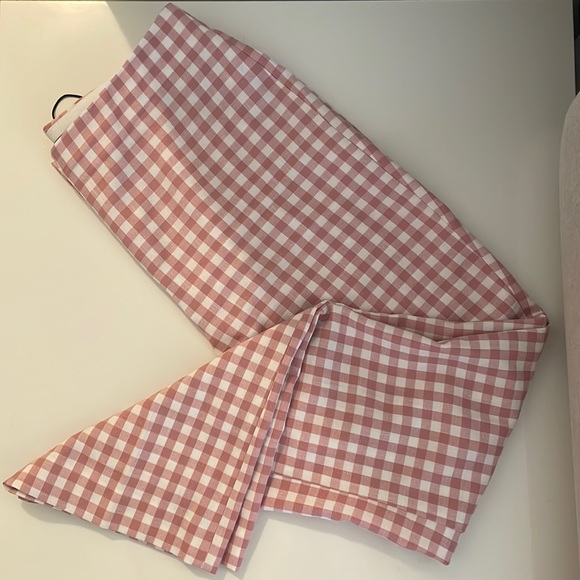 Zara Pants - Zara pink and white gingham high waist ankle cropped pants m